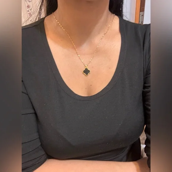 COPY - COPY - 18K Real Gold Black Flower Pendant Only - Picture 5 of 7